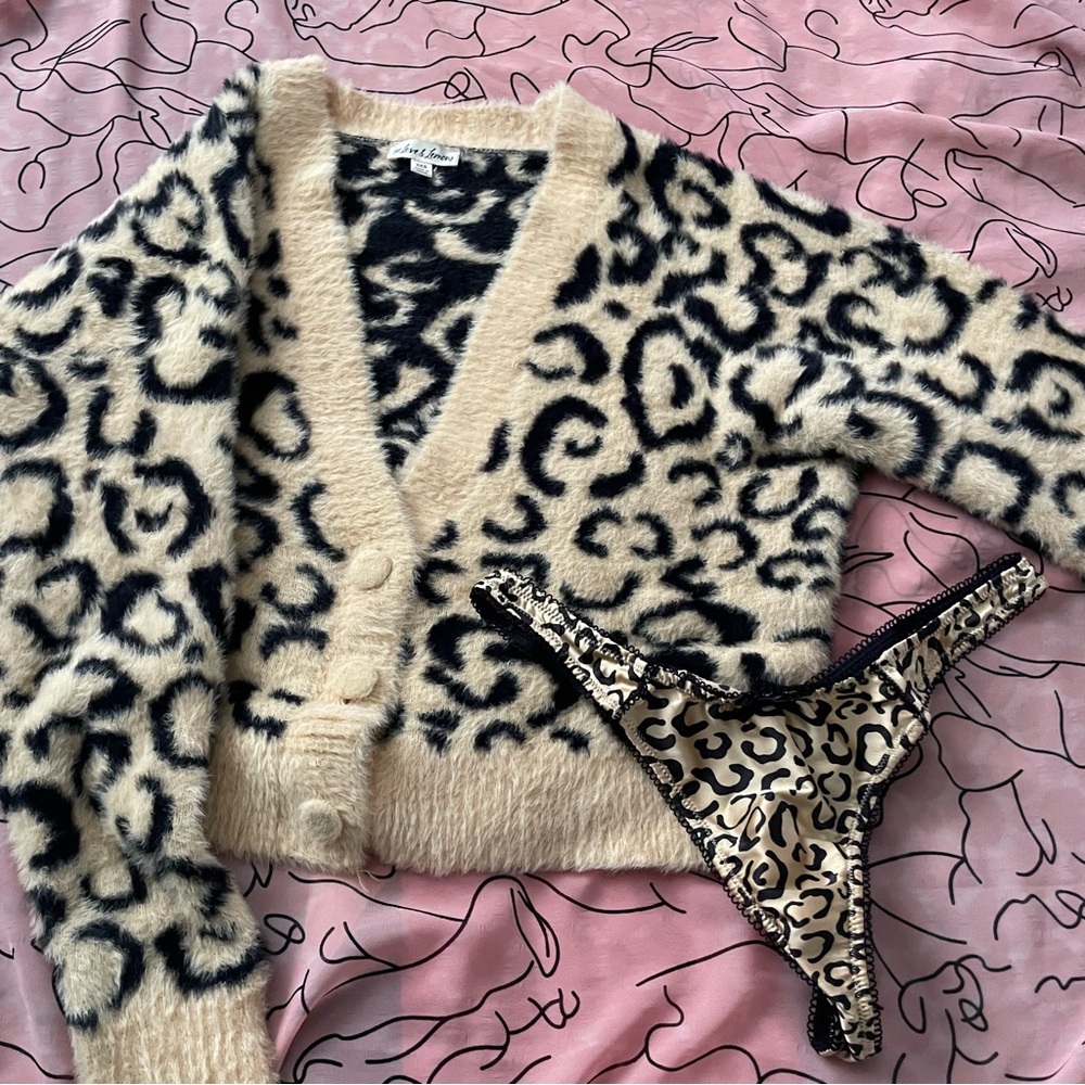 For Love and Lemons Leopard Cardigan with matching bottoms
